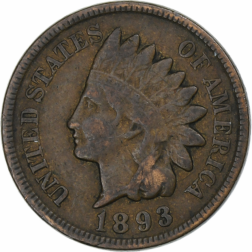United States, Cent, Indian Head, 1893, Philadelphia, Bronze, EF(40-45), KM:90a
