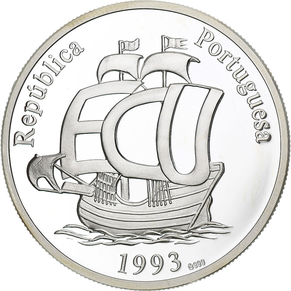Portugal, Ecu, Vasco de Gama, 1993, Proof, MS(64), Silver