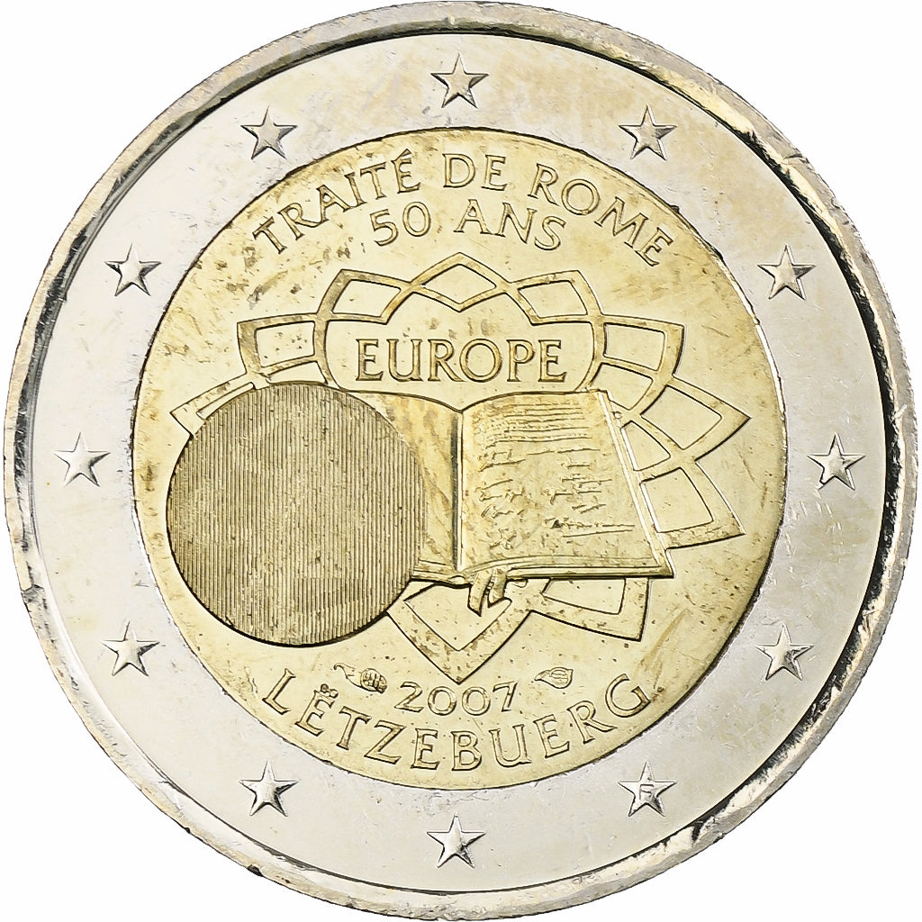 Luxemburgo, 2 Euro, Traité de Rome, 2007, Pessac, SC, Bimetálico, KM:94