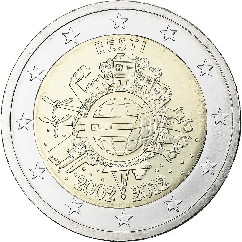 Estonia, 2 Euro, Introduction de l'euro, 2012, UNZ, Bi-Metallic, KM:70