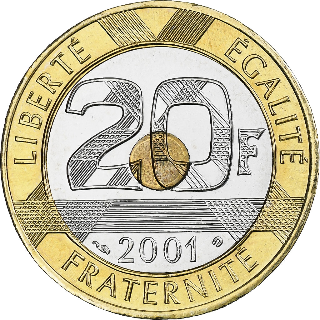 França, Mont Saint Michel, 20 Francs, 2001, Monnaie de Paris, BU, MS(65-70)