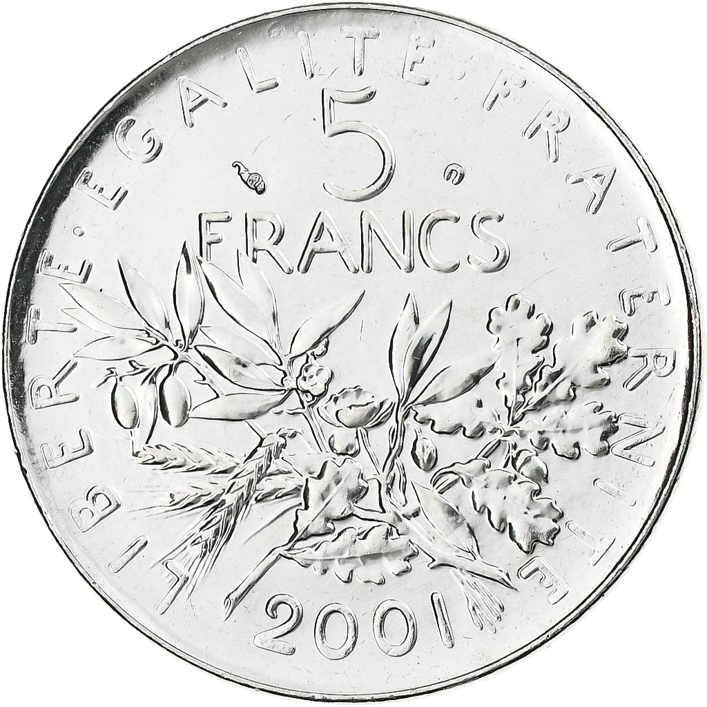 France, Semeuse, 5 Francs, 2001, Monnaie de Paris, BU, FDC, Nickel Clad