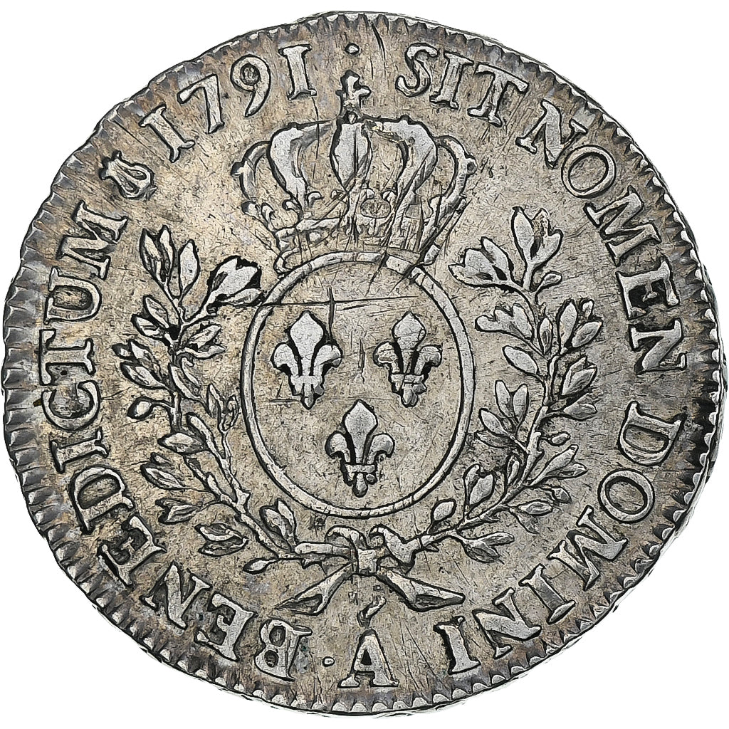 France, Louis XVI, 1/2 Ecu, 1791, Paris, 2ème semestre, Argent, TTB, Gadoury:355