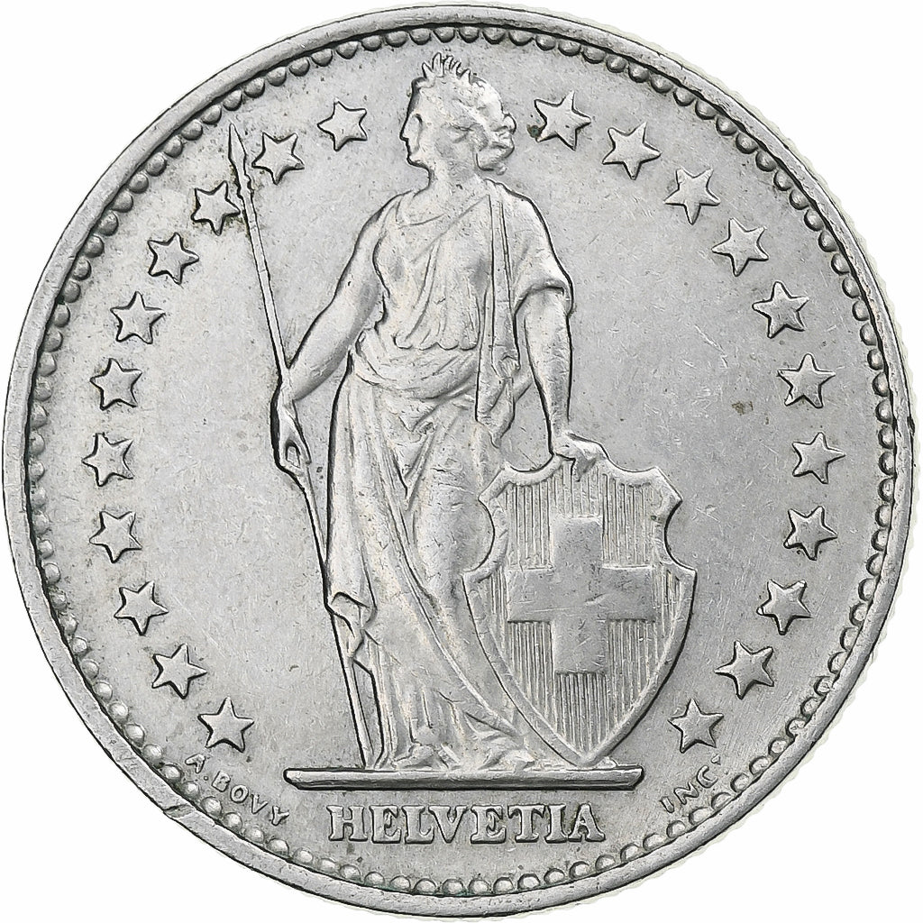 Suisse, 2 Francs, Helvetia, 1968, Londres, Cupro-nickel, TTB+, KM:21a.1