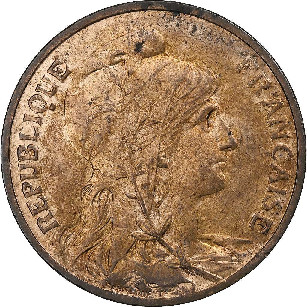 França, 10 Centimes, Daniel-Dupuis, 1914, Paris, Bronze, AU(55-58)