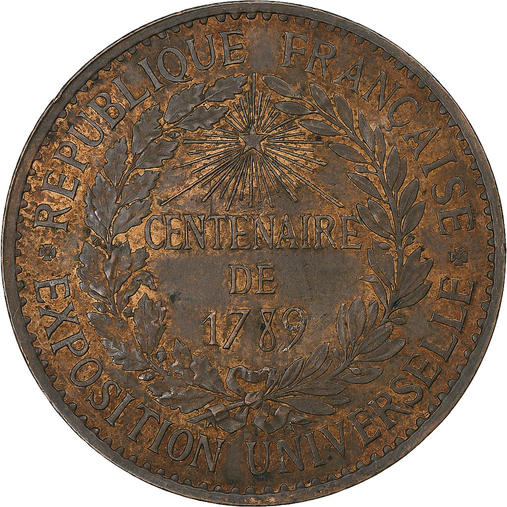Francia, medaglia, Centenaire de 1789 exposition universelle, 1889, BB+, Bronzo