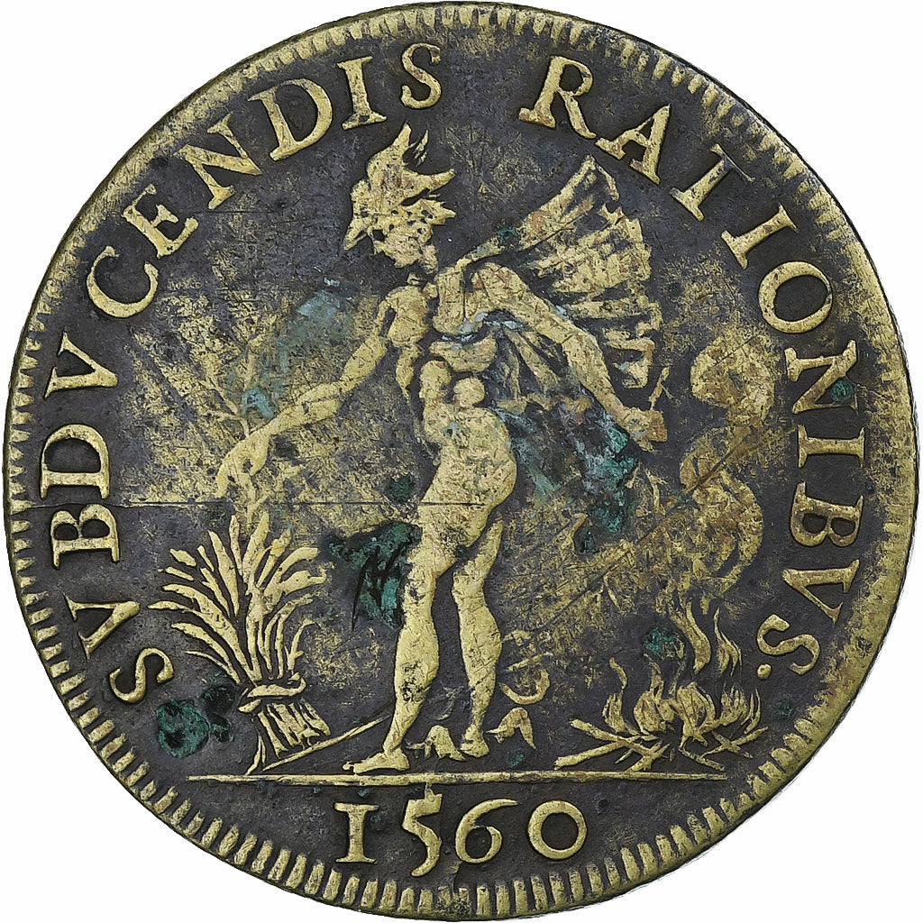 France, Token, François II, Chambre des Comptes, 1560, VF(30-35), Brass