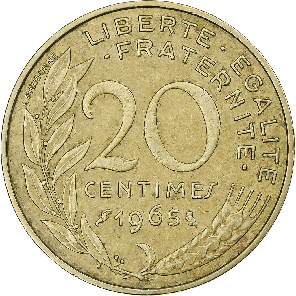 Frankreich, 20 Centimes, Marianne, 1965, Paris, Aluminum-Bronze, SS, KM:930