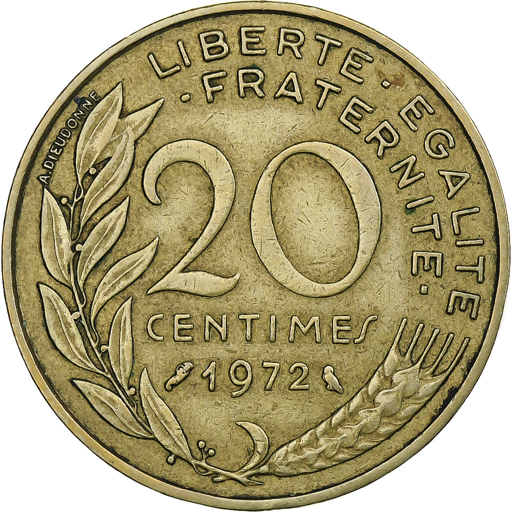 Frankreich, 20 Centimes, Marianne, 1972, Paris, Aluminum-Bronze, SS, KM:930