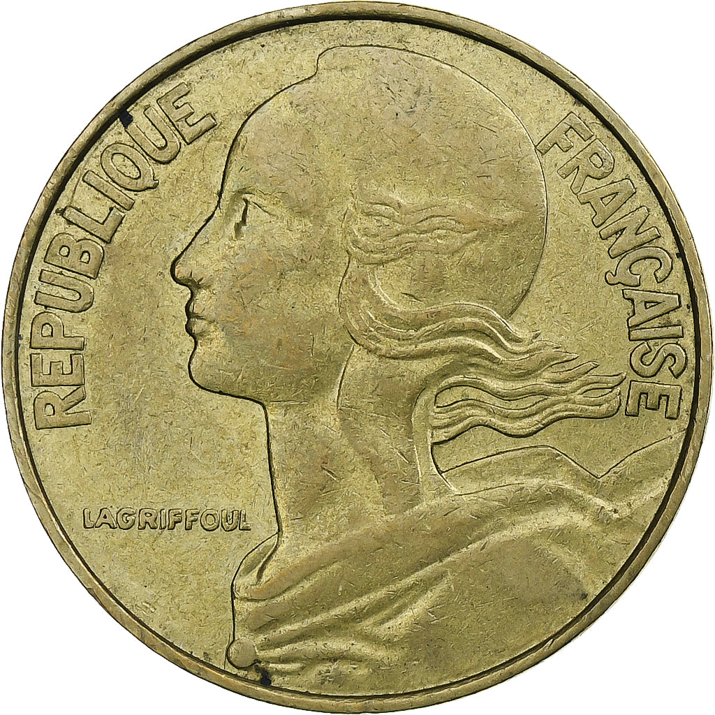 França, 20 Centimes, Marianne, 1975, Pessac, Alumínio-Bronze, EF(40-45)