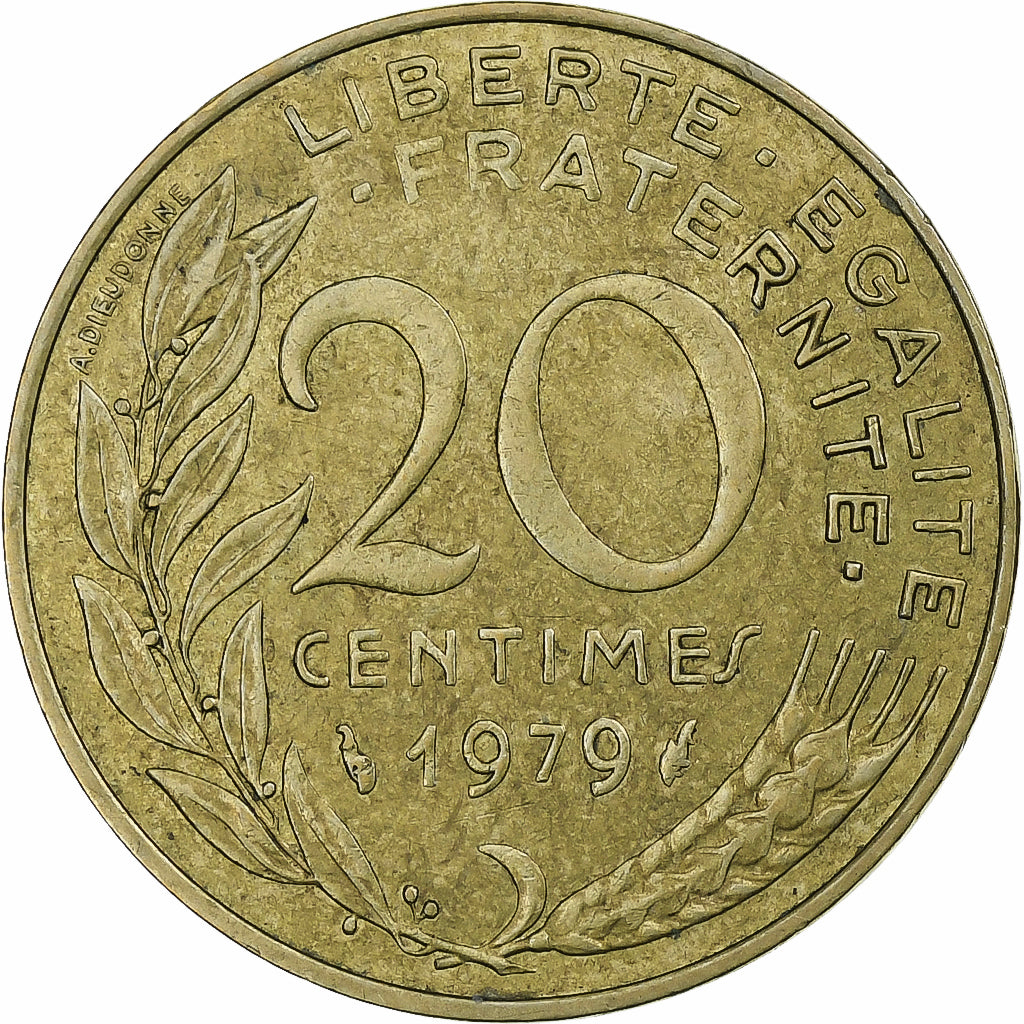 Frankreich, 20 Centimes, Marianne, 1979, Pessac, Aluminum-Bronze, SS, KM:930