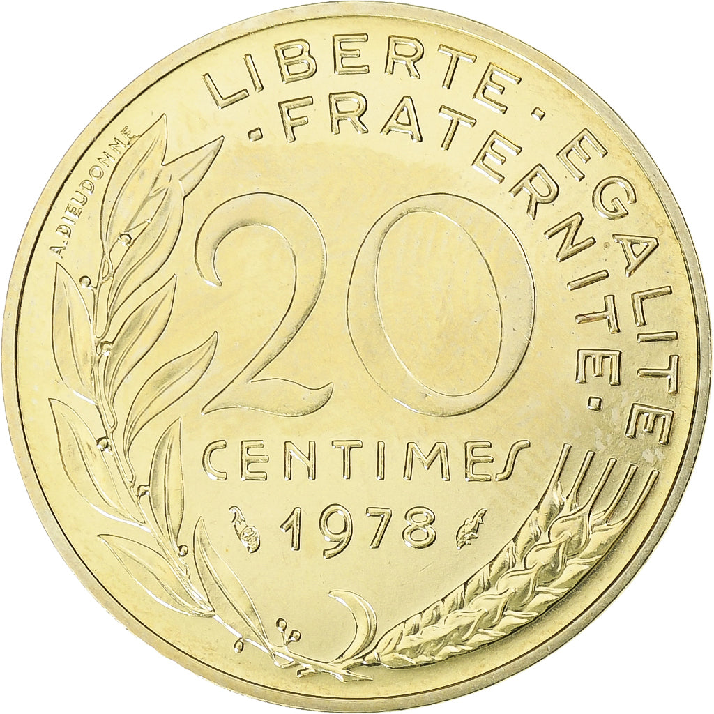 Frankreich, 20 Centimes, Marianne, 1978, Pessac, Aluminum-Bronze, UNZ, KM:930