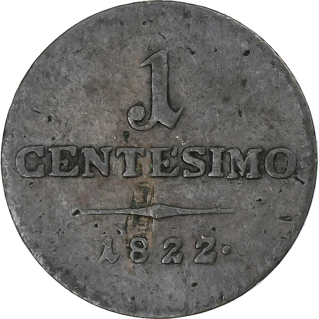 Italië, Franz I, Centesimo, 1822, Milan, Koper, FR+, KM:1.2