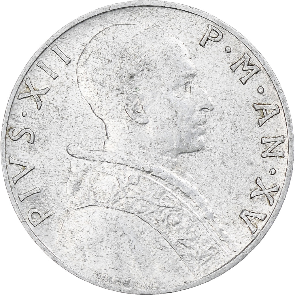 Vaticano, Pius XII, 5 Lire, 1953, Roma, Alluminio, BB