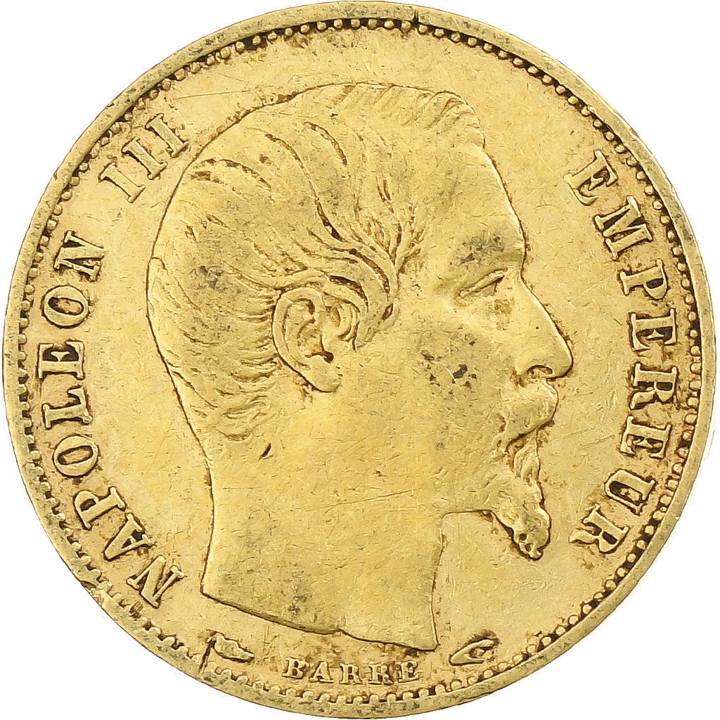 France, Napoleon III, 5 Francs, 1854, Paris, tranche lisse, Gold, VF(30-35)