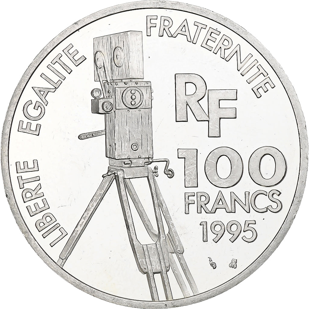 France, 100 Francs, Léon Gaumont, 1995, Monnaie de Paris, BE, Argent, SUP+