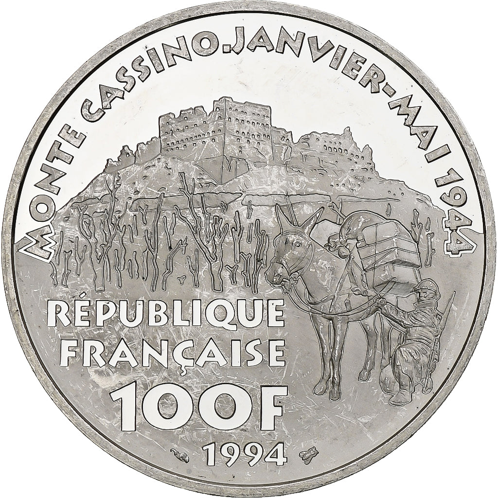 Francia, 100 Francs, Maréchal Juin, 1994, Monnaie de Paris, BE, Plata, EBC+