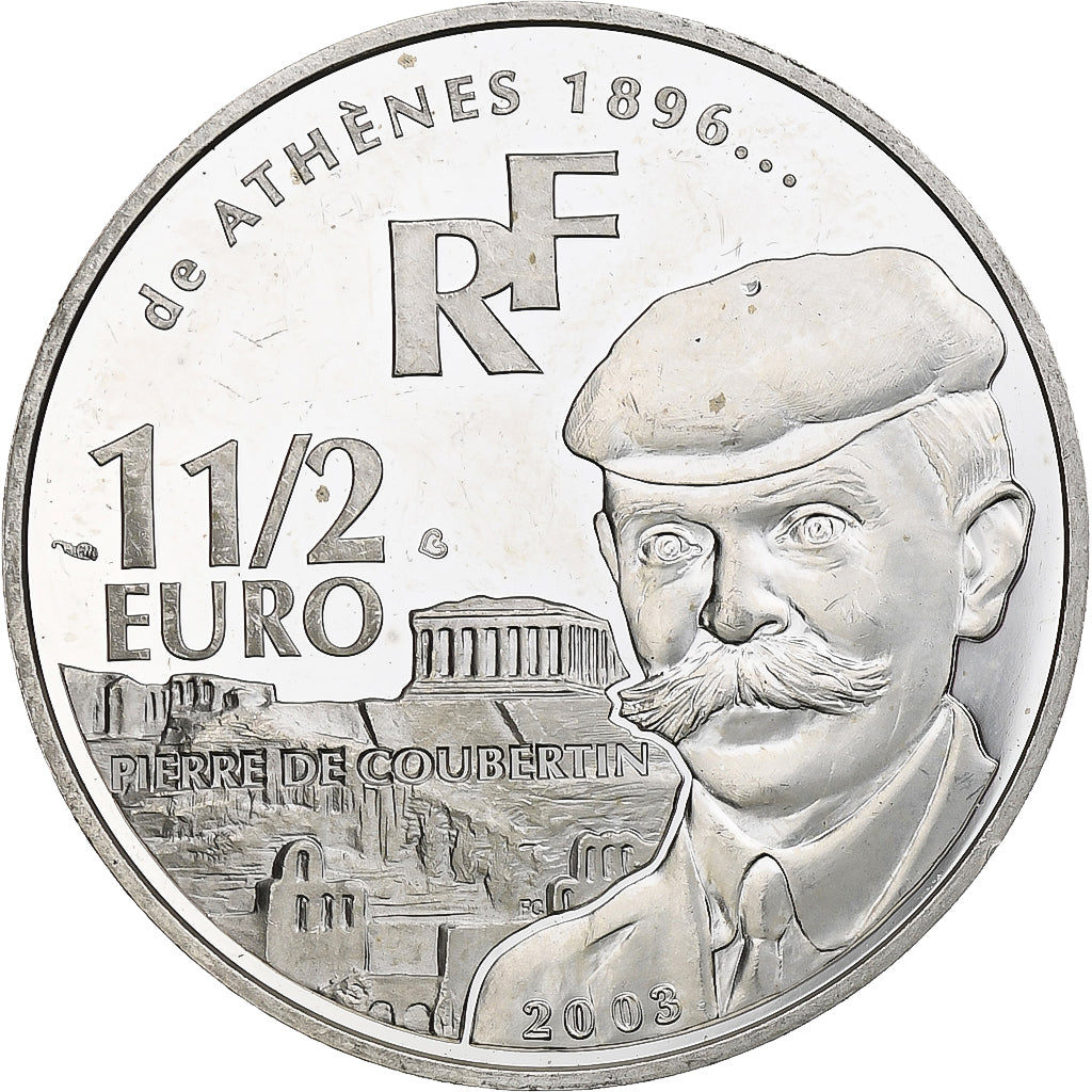 France, 1 1/2 Euro, JO 2004 d'Athènes, 2003, Monnaie de Paris, BE, MS(60-62)