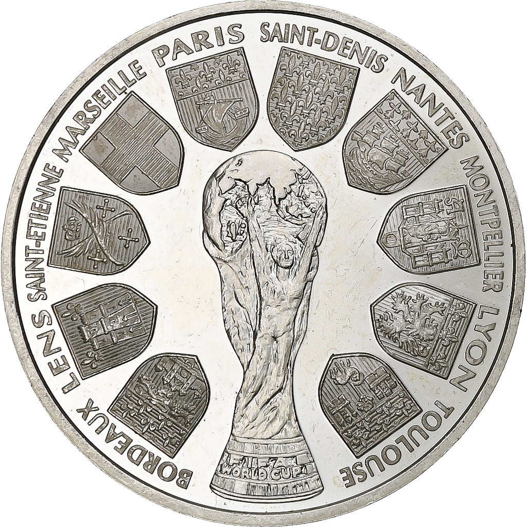 France, 10 Francs, Coupe du monde 98, 1998, Monnaie de Paris, BE, Silver