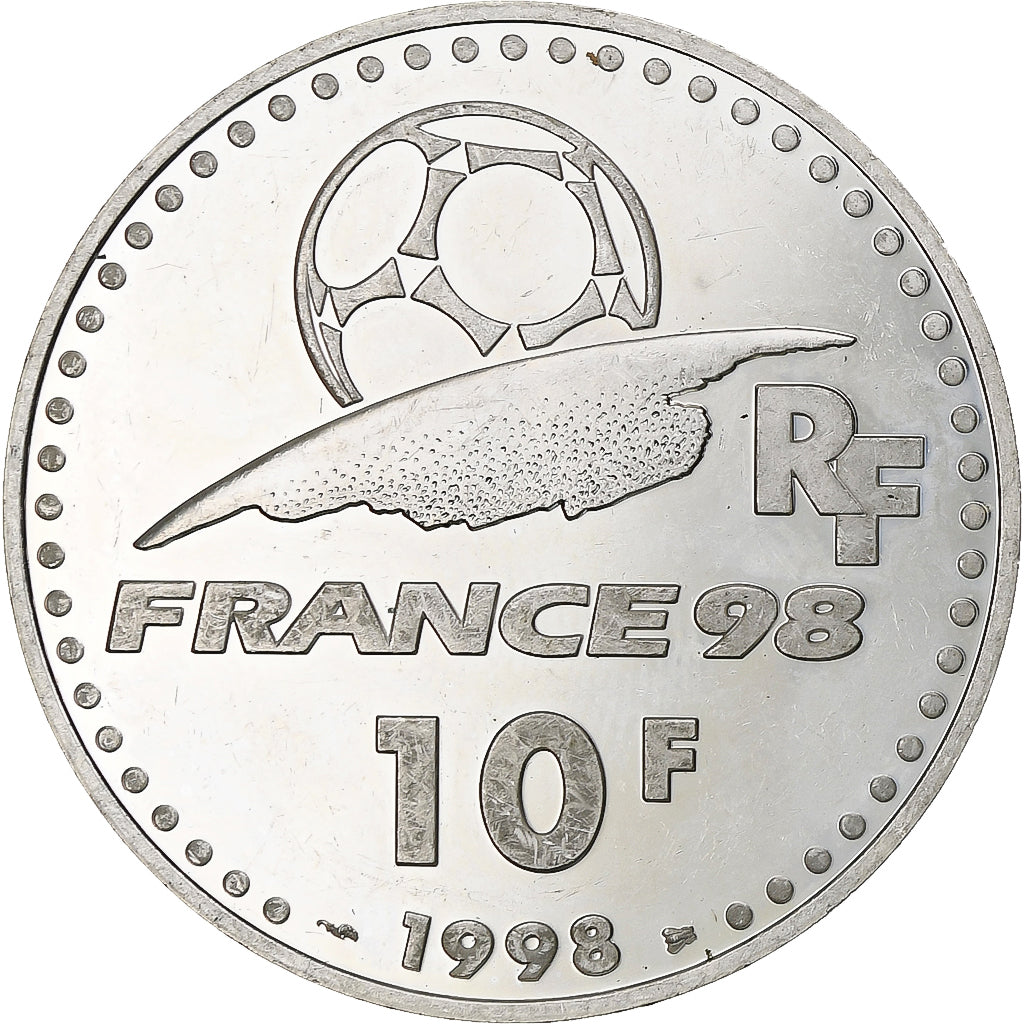 France, 10 Francs, Coupe du monde 98, 1998, Monnaie de Paris, BE, Silver