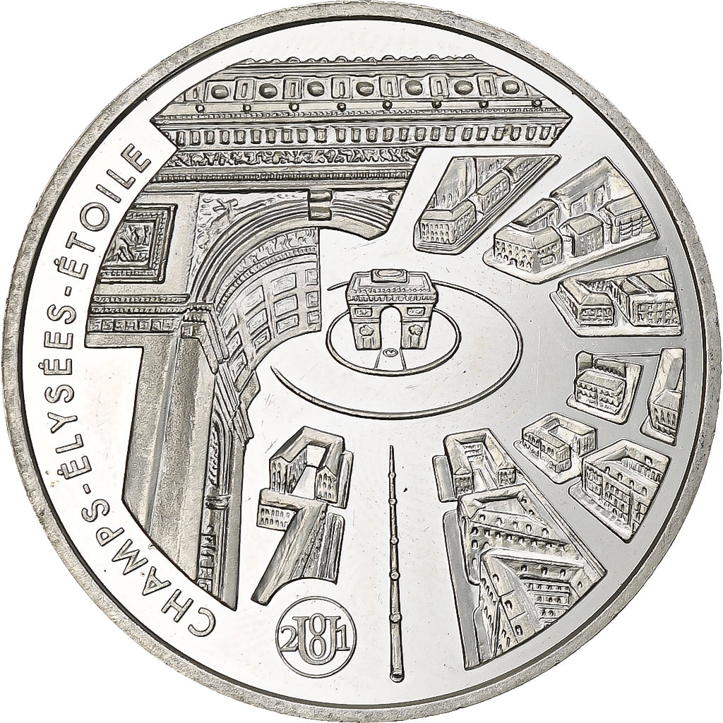 Francia, 10 Francs, Champs-Élysées, 2001, Monnaie de Paris, BE, Argento, SPL