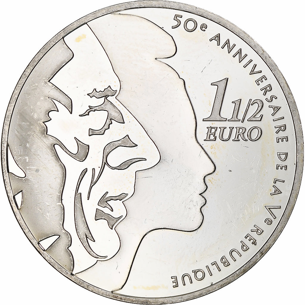 France, Semeuse, 1 1/2 Euro, Ve République, 2008, Monnaie de Paris, BE