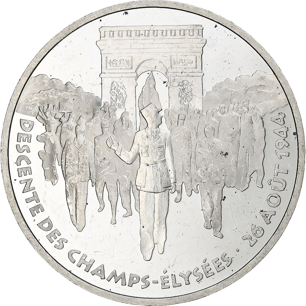 Francja, 100 Francs, Libération de Paris, 1994, Monnaie de Paris, BE, Srebro