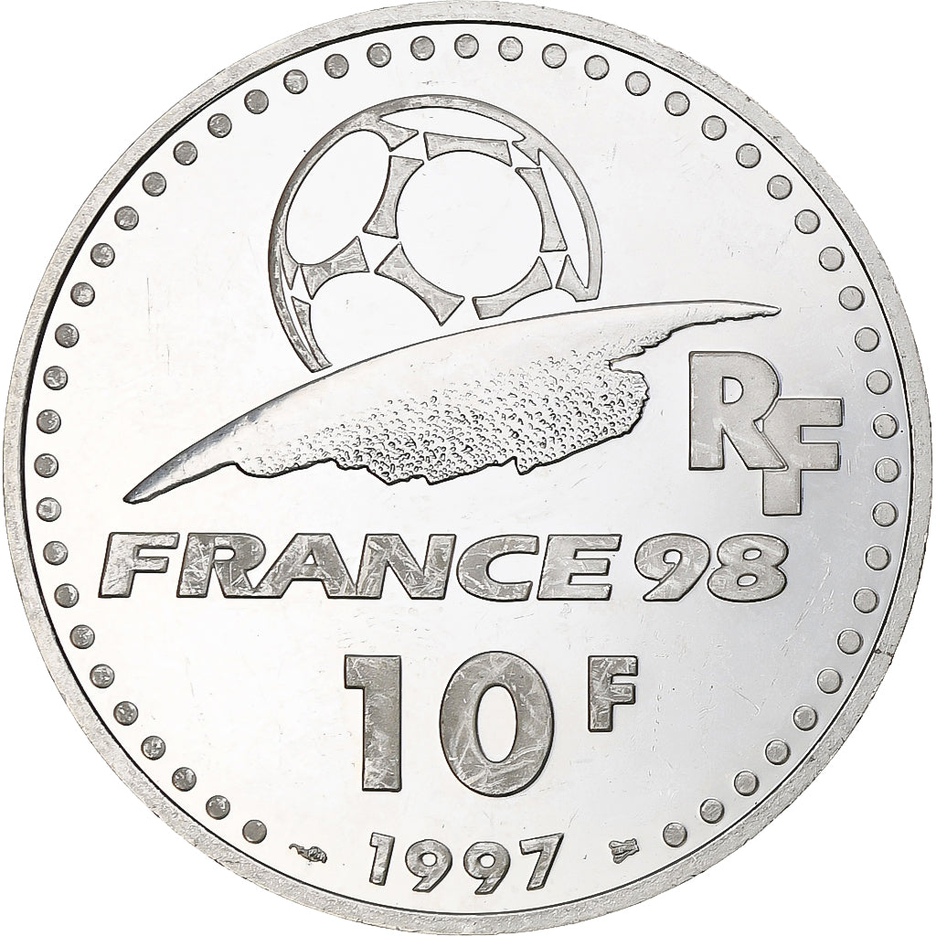 Francia, 10 Francs, France 98, Allemagne, 1997, Monnaie de Paris, BE, Argento
