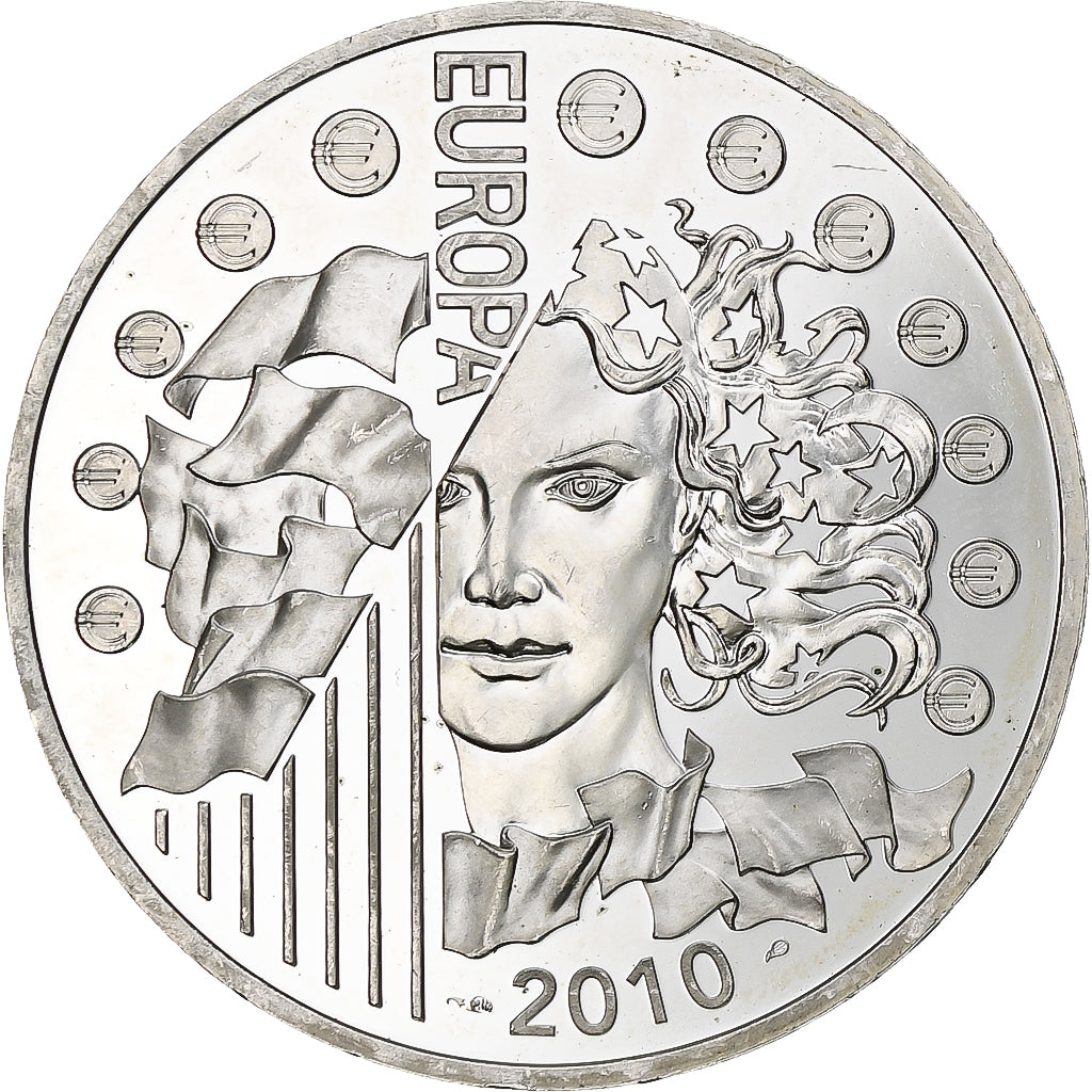 France, 10 Euro, Abbaye de Cluny, 2010, Monnaie de Paris, BE, MS(60-62), Silver