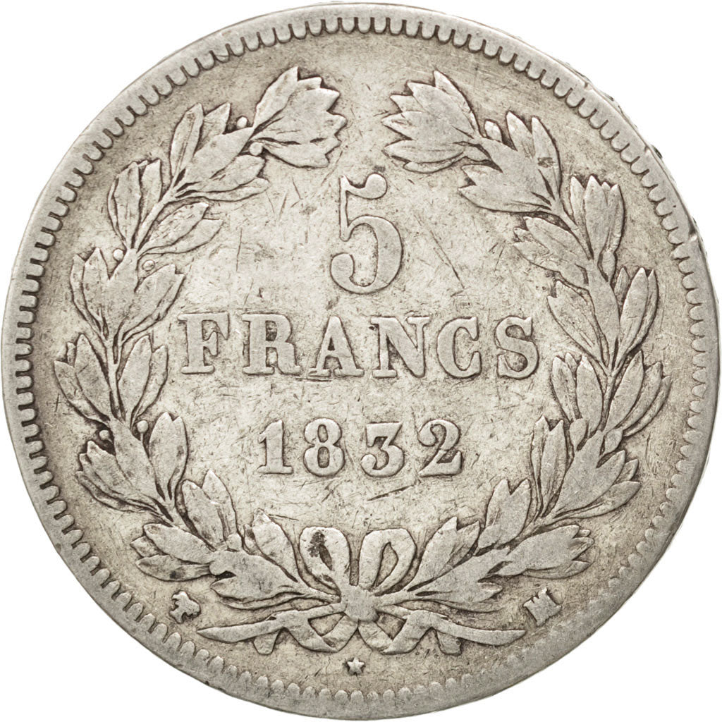 Coin, France, Louis-Philippe, 5 Francs, 1832, Marseille, VF(20-25), Silver