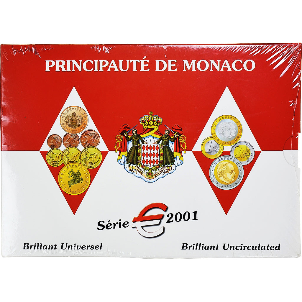 Monaco, Rainier III, Coffret 1c. à 2€, 2001, Monnaie de Paris, BU, STGL