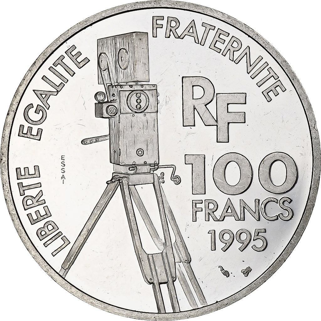 France, 100 Francs, Alfred Hitchcock, 1995, Monnaie de Paris, BE, Silver