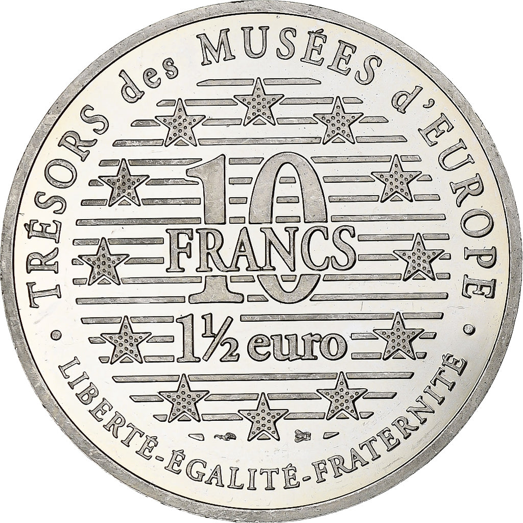 Francja, 10 Francs / 1 1/2 Euro, le penseur de Rodin, 1996, Monnaie de Paris