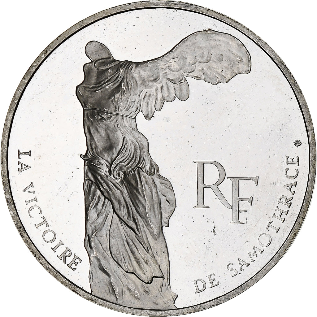 Francja, 100 Francs, Victoire de Samothrace, 1993, Monnaie de Paris, BE, Srebro