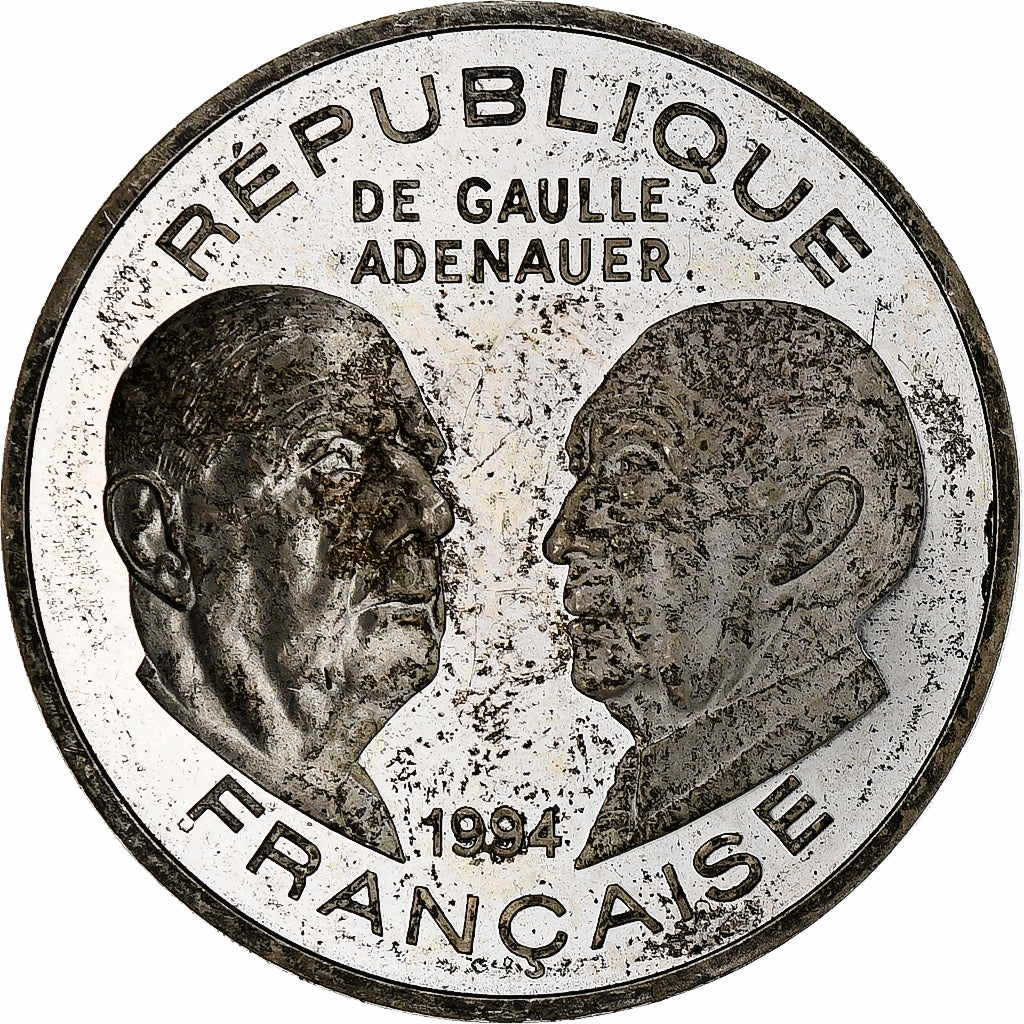 France, 100 Francs, Traité de l'Elysée, 1994, Monnaie de Paris, BE, Argent