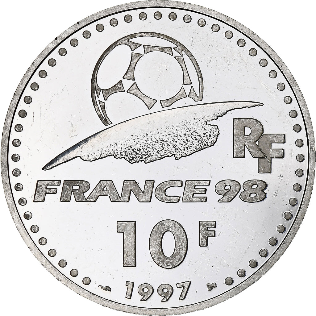 Francia, 10 Francs, France 98, Italie, 1997, Monnaie de Paris, BE, Argento, SPL