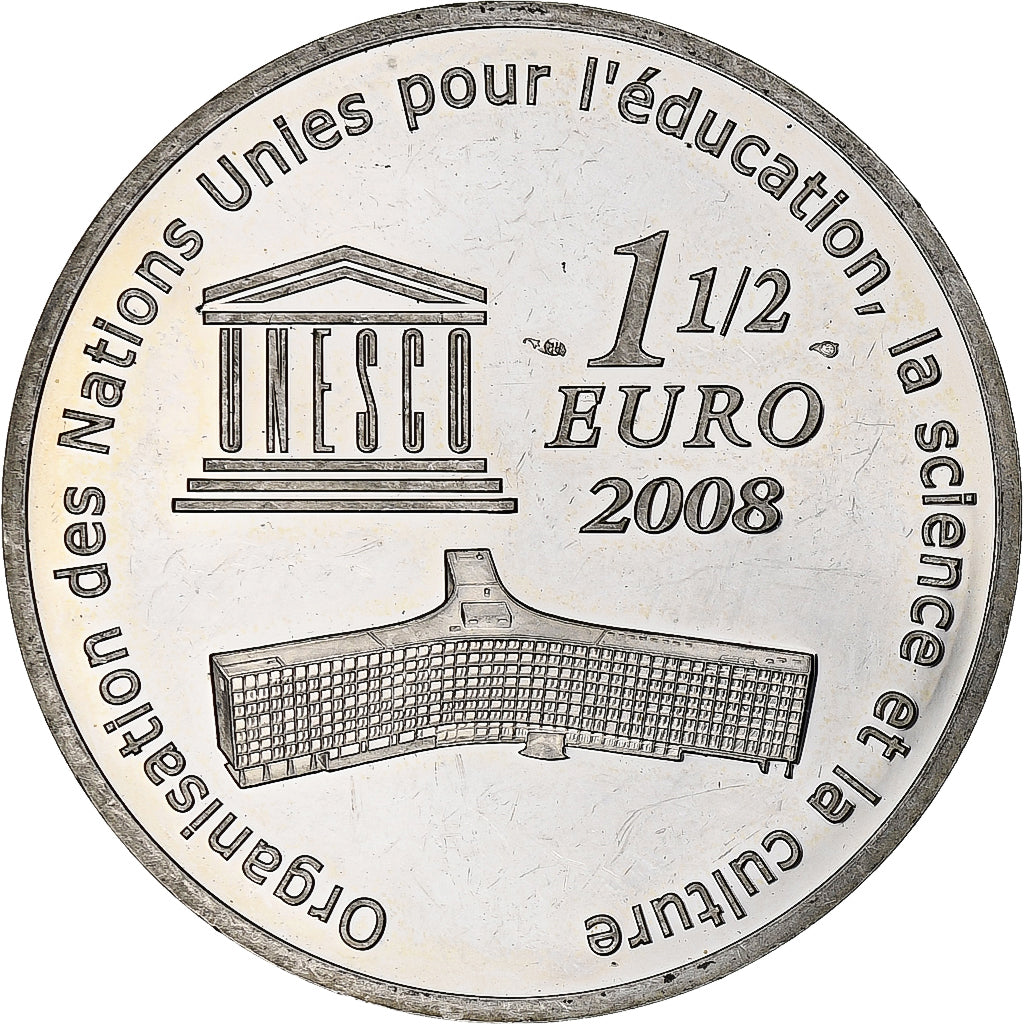 France, 1 1/2 Euro, Grand Canyon, 2008, Monnaie de Paris, BE, MS(60-62), Silver