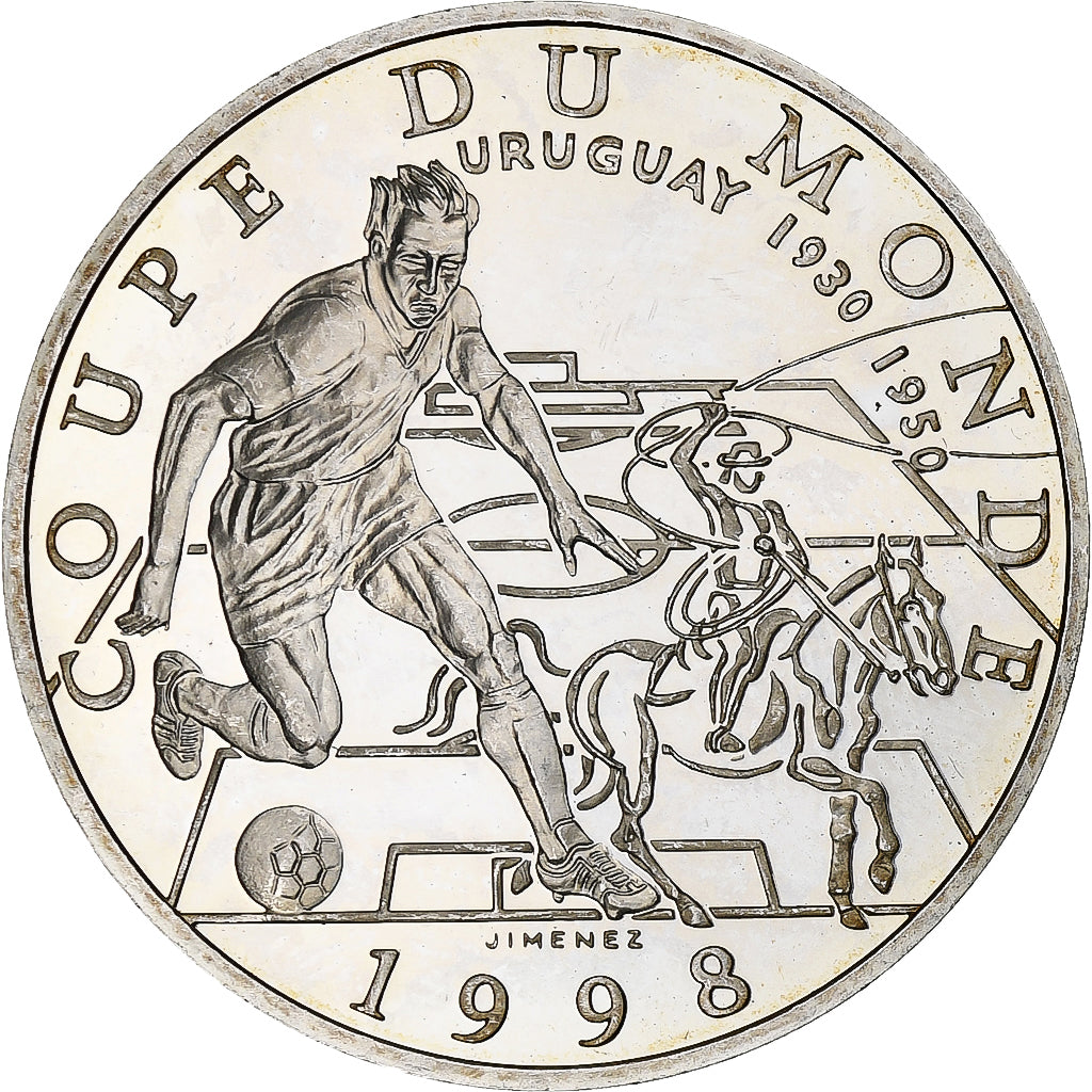 France, 10 Francs, France 98, Uruguay, 1998, Monnaie de Paris, BE, Silver