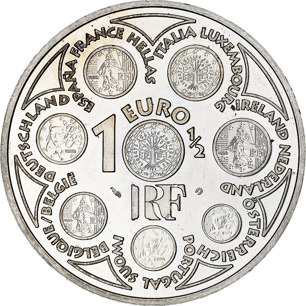 Frankrijk, Europa, 1 1/2 Euro, 2002, Monnaie de Paris, BE, PR+, Zilver, KM:1301