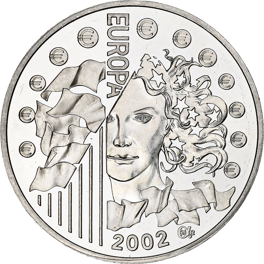 Frankrijk, Europa, 1 1/2 Euro, 2002, Monnaie de Paris, BE, PR+, Zilver, KM:1301