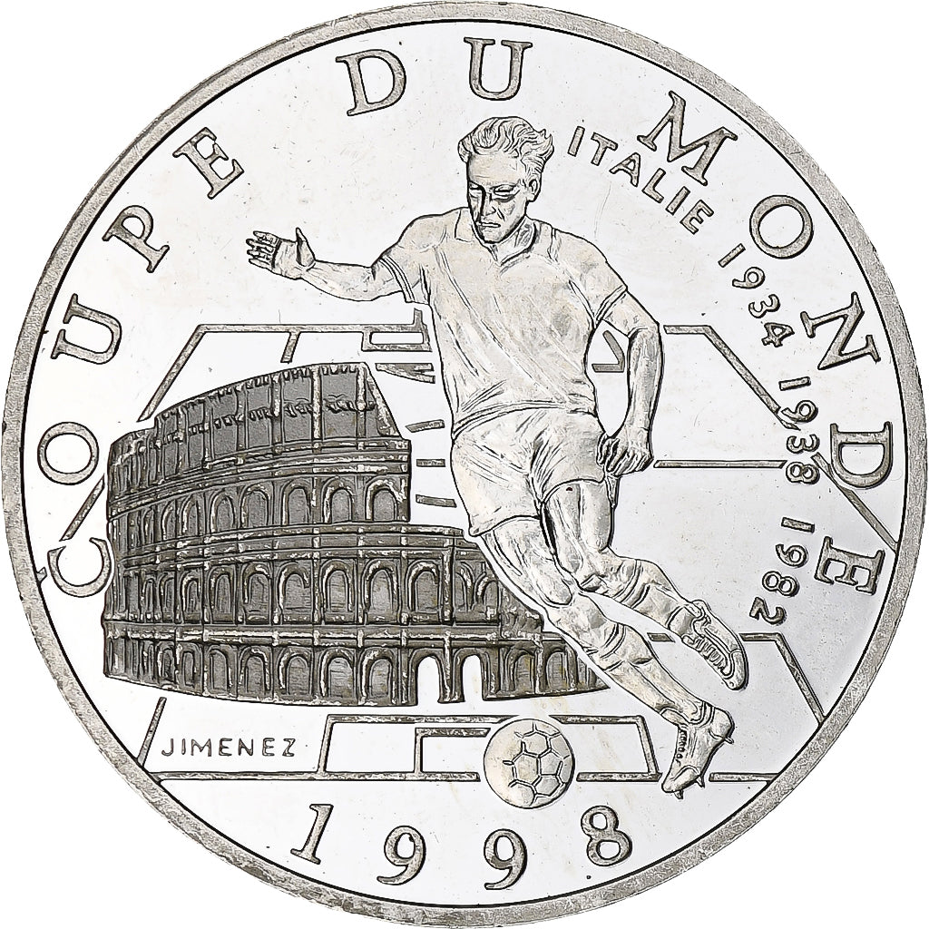 Francia, 10 Francs, France 98, Italie, 1997, Monnaie de Paris, BE, Argento, SPL