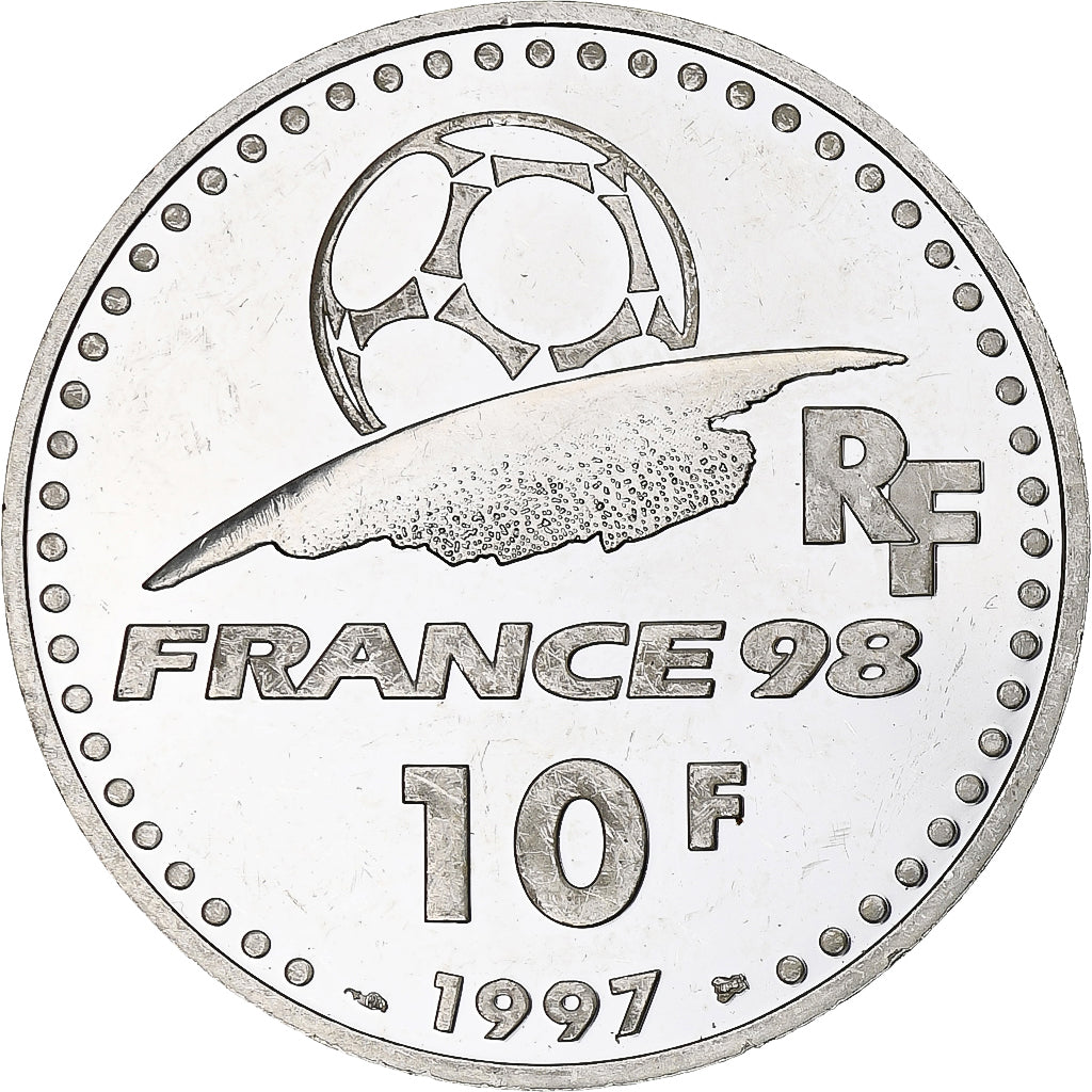 Francia, 10 Francs, France 98, Italie, 1997, Monnaie de Paris, BE, Argento, SPL