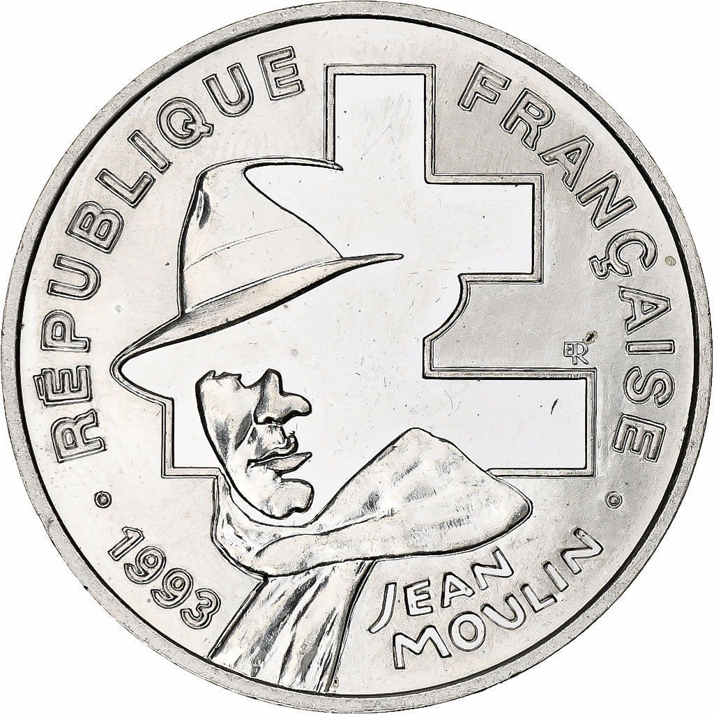France, 100 Francs, Jean Moulin, 1993, Monnaie de Paris, BE, Silver, MS(60-62)