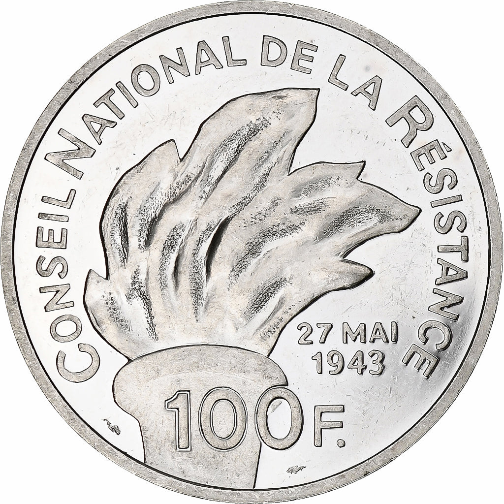 France, 100 Francs, Jean Moulin, 1993, Monnaie de Paris, BE, Silver, MS(60-62)