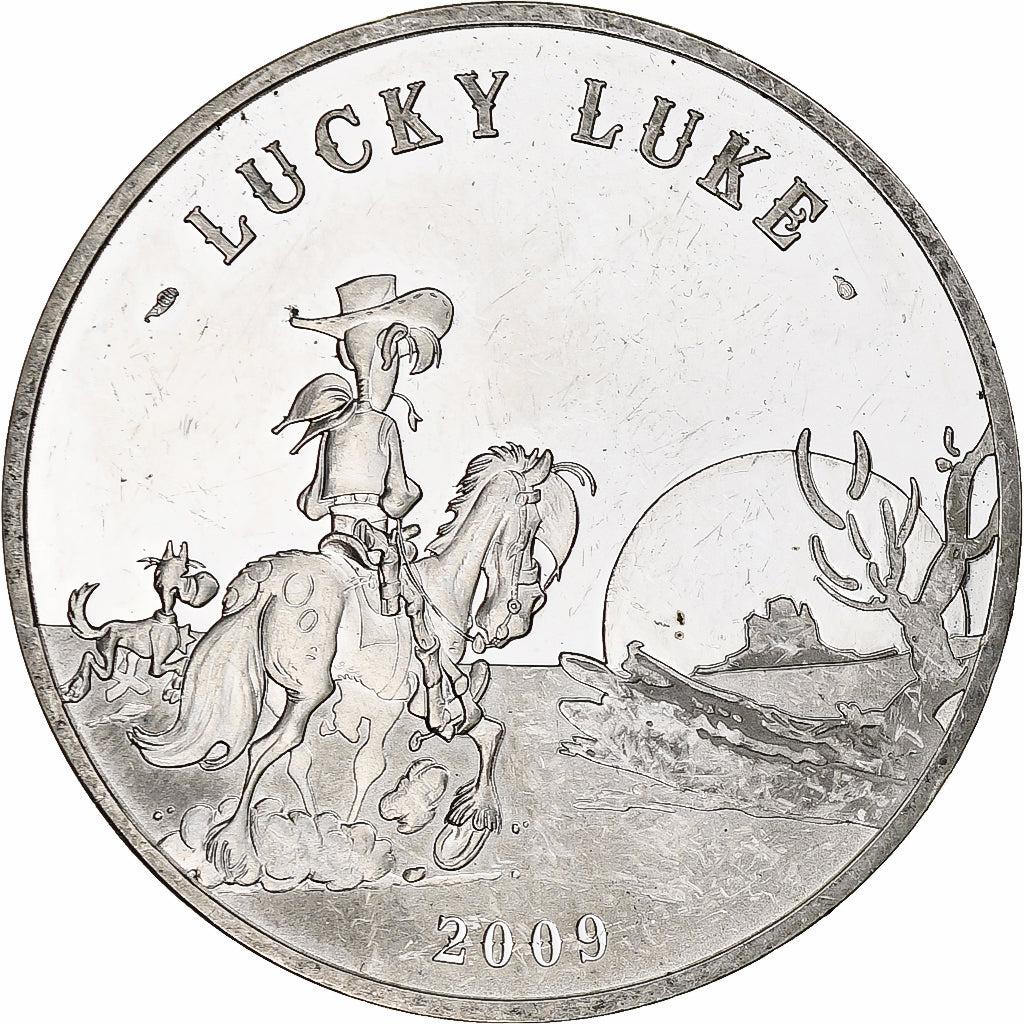 France, 10 Euro, Lucky Luke, 2009, Monnaie de Paris, BE, MS(60-62), Silver