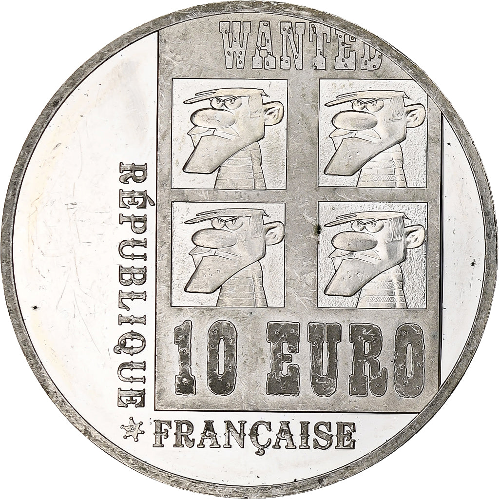 France, 10 Euro, Lucky Luke, 2009, Monnaie de Paris, BE, MS(60-62), Silver