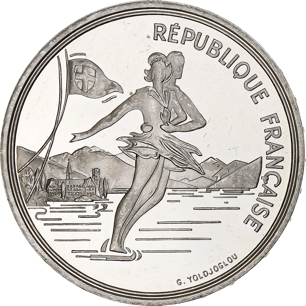 Frankreich, 100 Francs, 1992 Olympics, Albertville, Ice Skating, 1989, MDP, BE