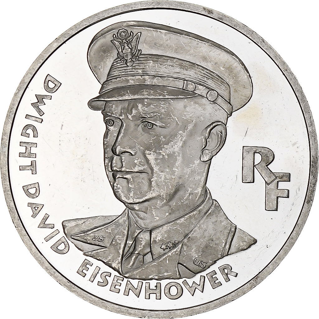 Francia, 100 Francs, Dwight David Eisenhower, 1994, Monnaie de Paris, BE, Plata