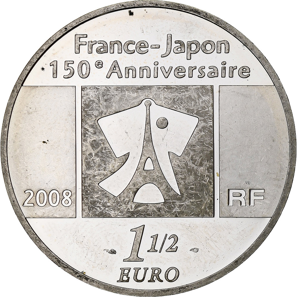 Frankrijk, 1 1/2 Euro, Tableau japonais, 2008, Monnaie de Paris, BE, PR+, Zilver