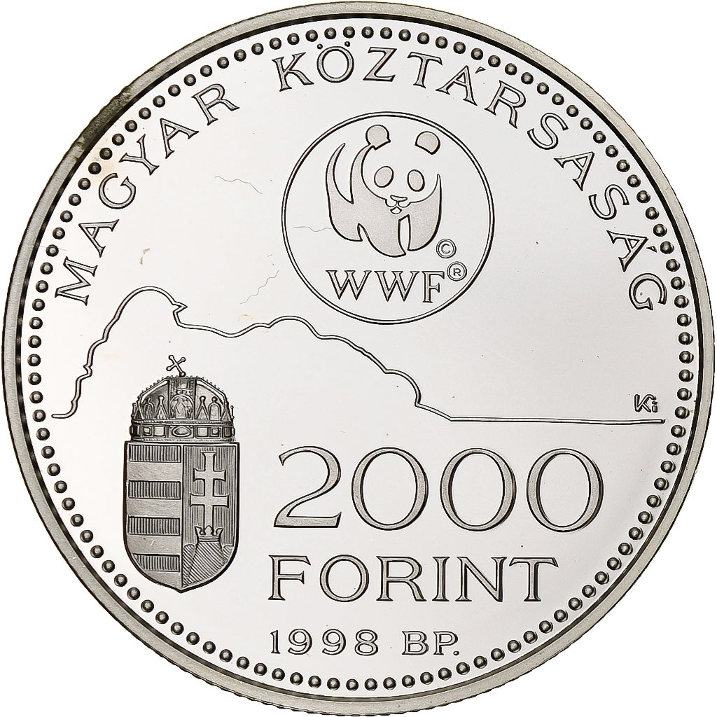 Hongarije, 2000 Forint, WWF, Hirondelle rustique, 1998, Budapest, Proof, Zilver